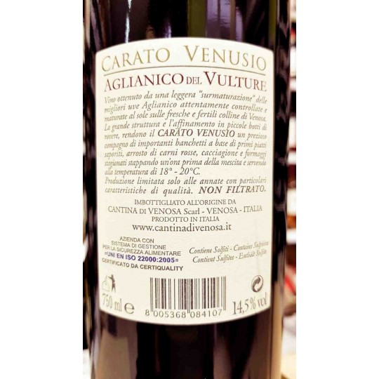 Aglianico del Vulture D.O.C. 75 cl Carato Venusio