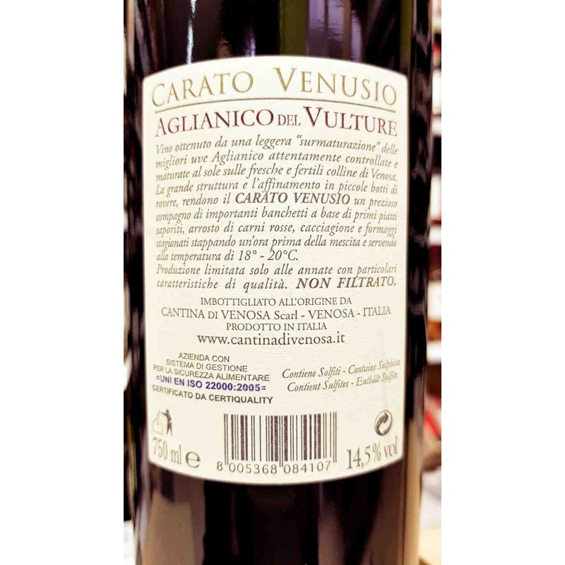 Aglianico del Vulture D.O.C. 75 cl Carato Venusio