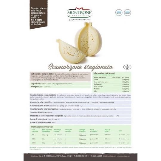 Caciocavallo - Scamorzone Stagionato da 1,2 kg Montronella Caseificio Montrone Caciocavallo - Scamorzone Stagionato da 1,2 kg Montronella Caseificio Montrone