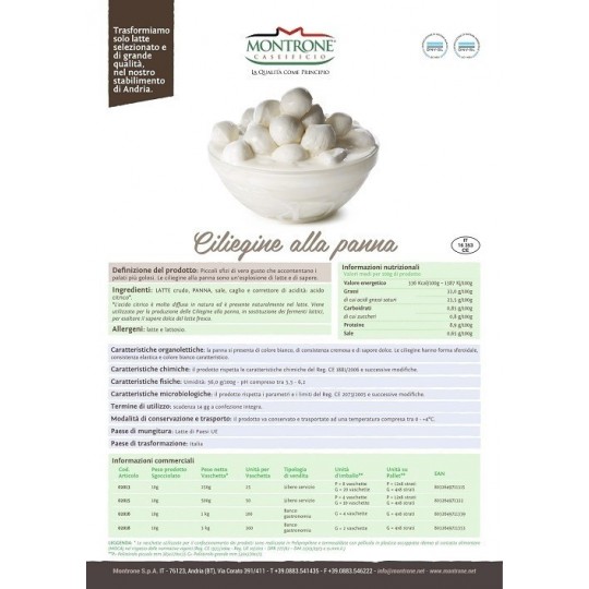 Ciliegine alla Panna 10 gr Montronella Caseificio Montrone