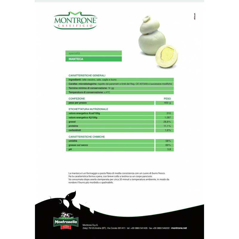 Manteca 500 gr Montronella Caseificio Montrone