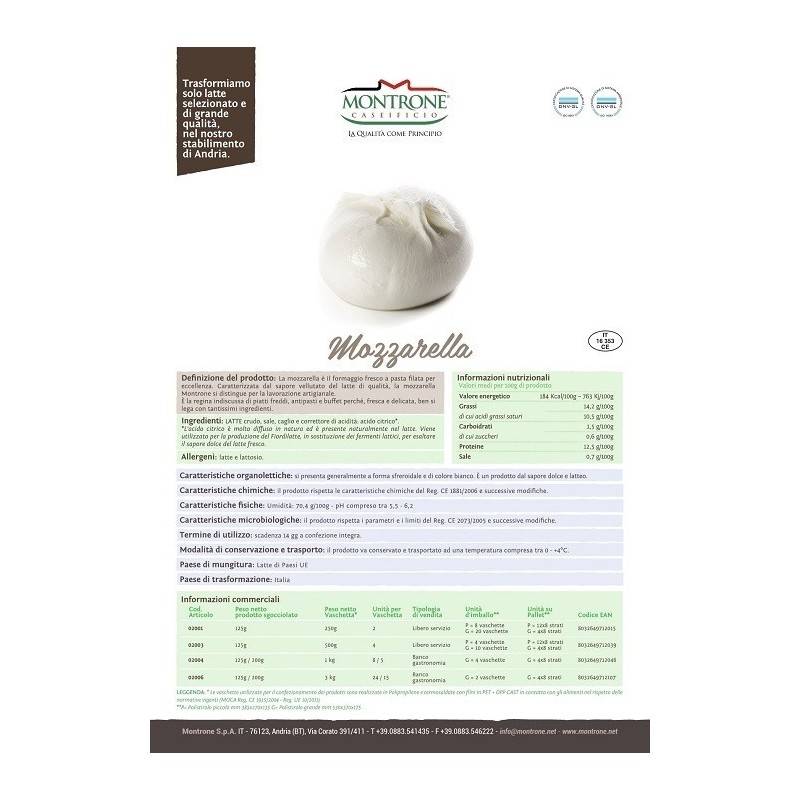 Mozzarella FiordiLatte 125 g x 4  Montronella Caseificio Montrone