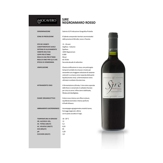 Negroamaro Rosso Salento I.G.P. Sjre Mocavero 2014