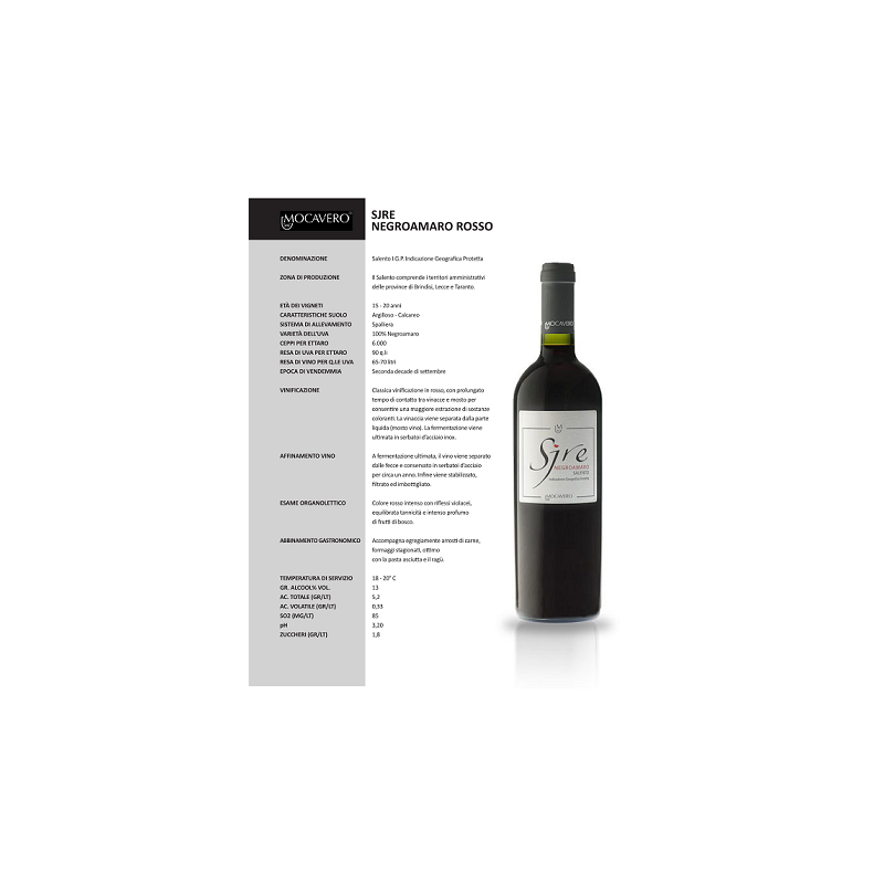 Negroamaro Rosso Salento I.G.P. Sjre Mocavero