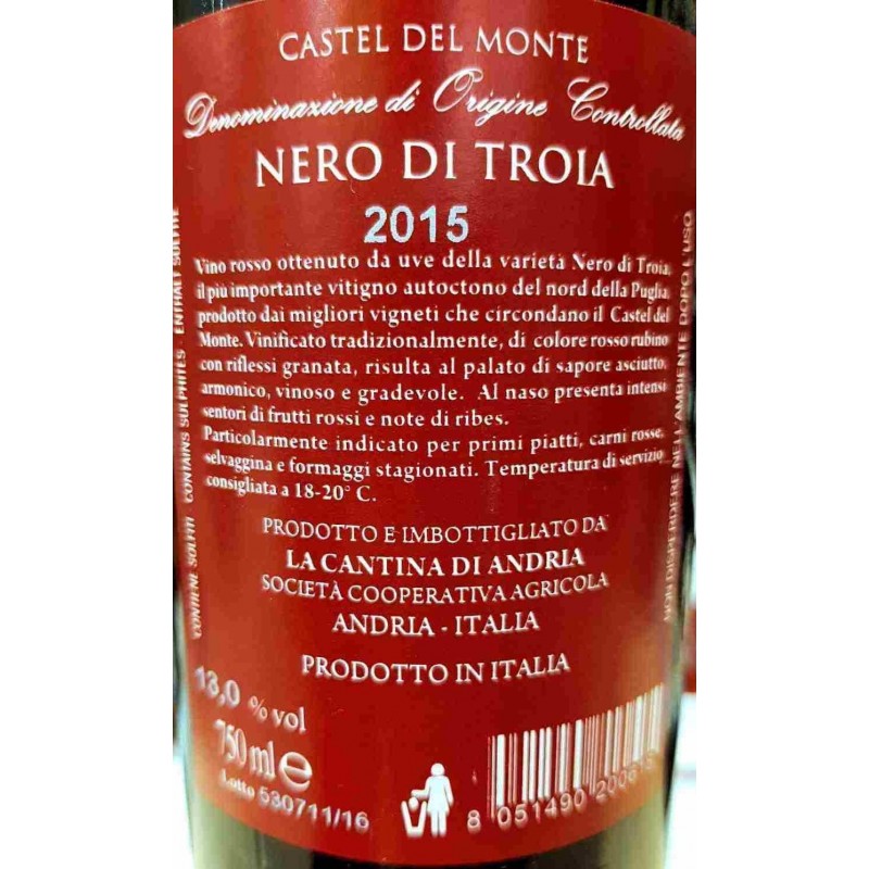 Nero di Troia Castel Del Monte D.O.C. Biologico Cantina Vignuolo