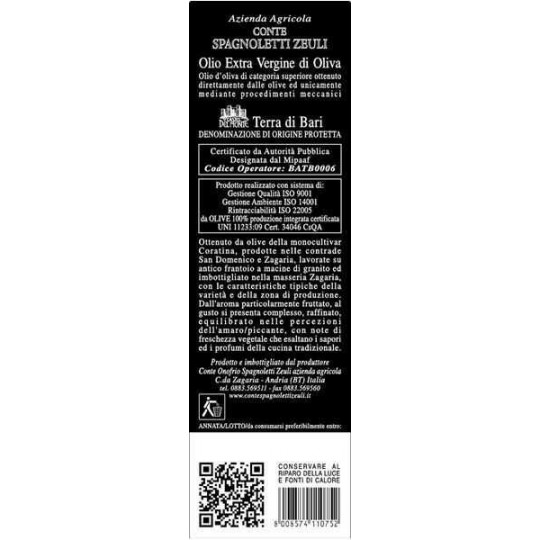 Olio Extra-Vergine di Oliva DOP 500 ml Conte Spagnoletti Zeuli