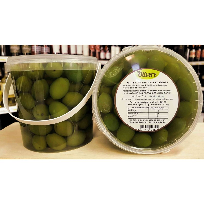 Sinisi Andria Puglia Olive Verdi in Salamoia 1 kg Sinisi