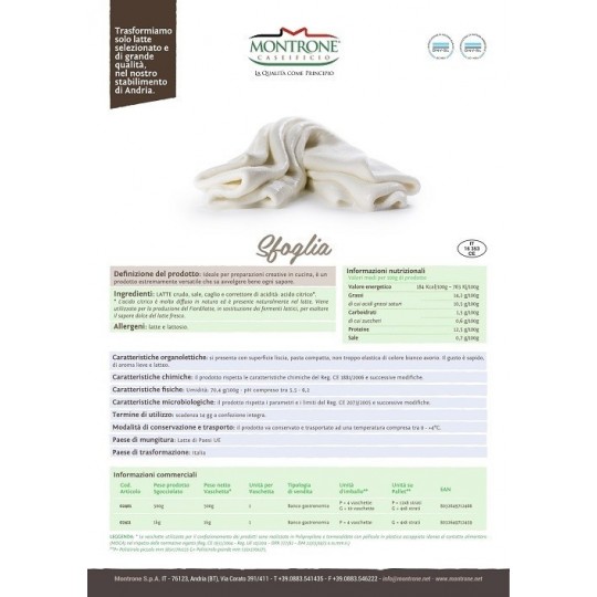 Pasta Sfoglia di Mozzarella 500g Montronella Caseificio Montrone Pasta Sfoglia di Mozzarella 500g Montronella Caseificio Montrone