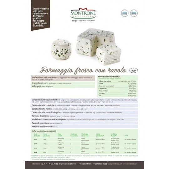 Primosale Rucola 500 g Montronella Caseificio Montrone