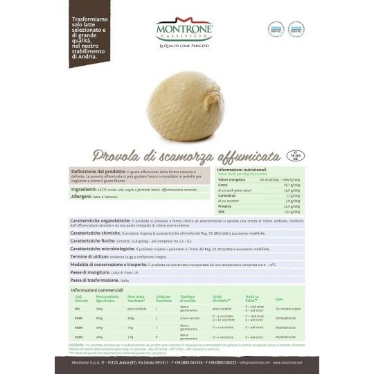 Provola di Scamorza Affumicata 500 g Montronella Provola di Scamorza Affumicata 500 g Montronella