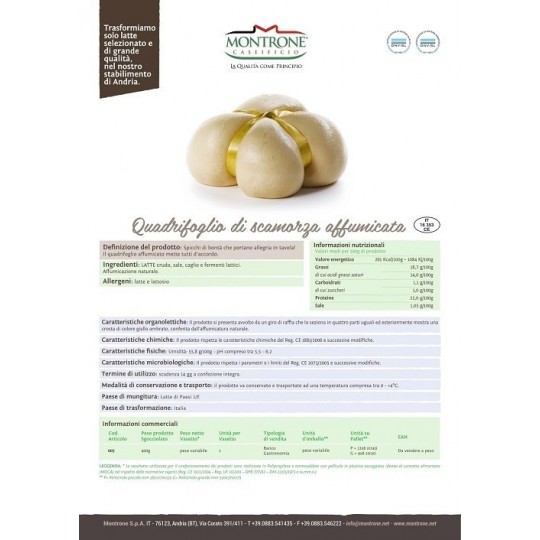 Quadrifoglio Affumicato 500g Montronella Caseificio Montrone Quadrifoglio Affumicato 500g Montronella Caseificio Montrone