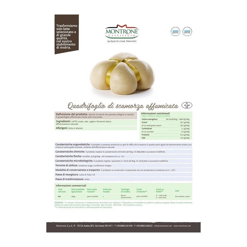 Quadrifoglio Affumicato 500g Montronella Caseificio Montrone