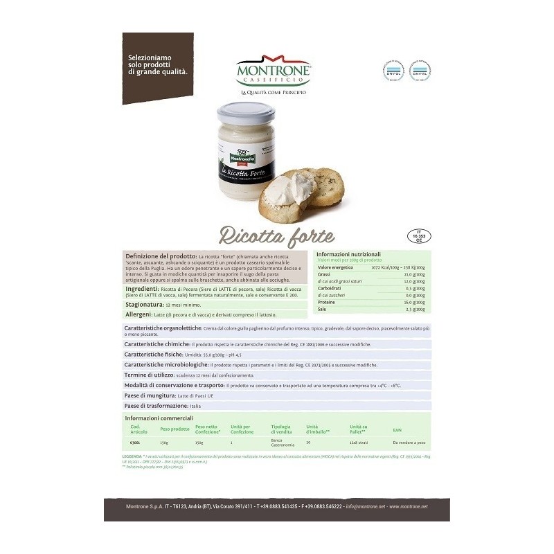 Ricotta forte 150 gr Caseificio Montrone