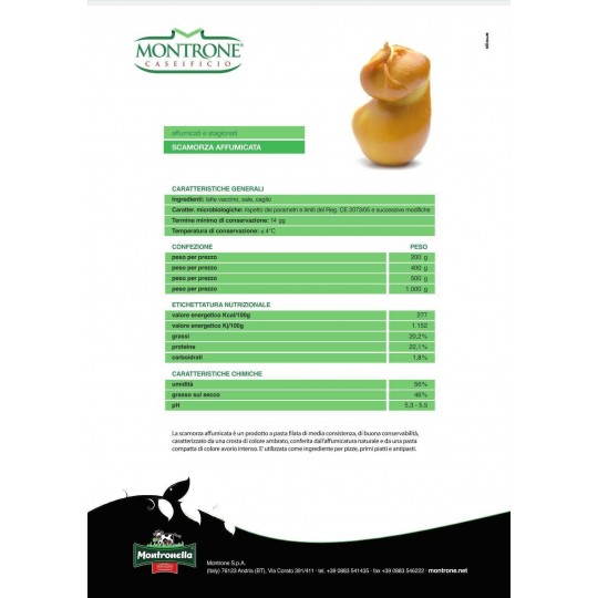 Scamorza Affumicata 500 gr Montronella Caseificio Montrone