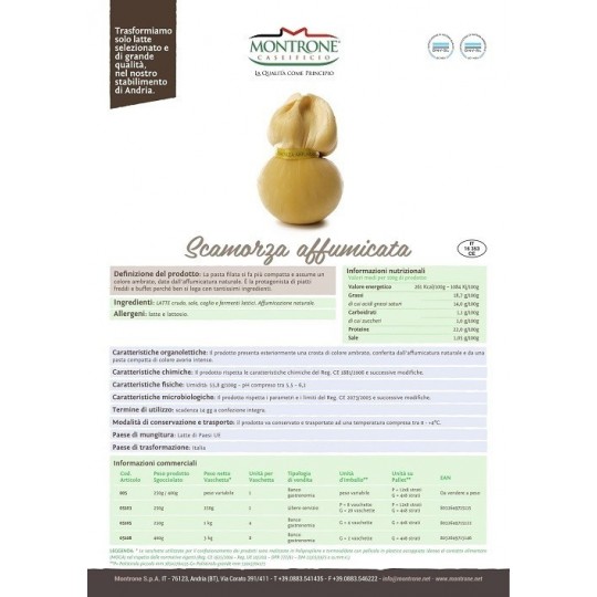 Scamorza Affumicata 500 gr Montronella Caseificio Montrone
