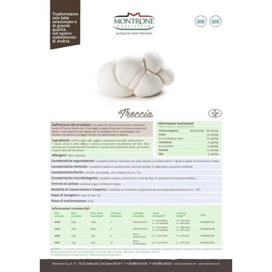 Treccia di Mozzarella 250 g Montrone
