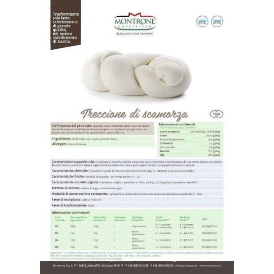 Treccione Mozzarella 1 kg Montronella Caseificio Montrone Treccione Mozzarella 1 kg Montronella Caseificio Montrone