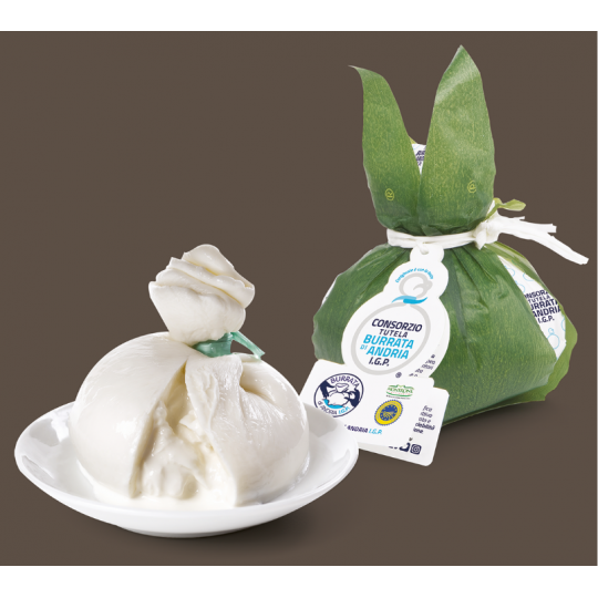 Burrata di Andria 350 gr in carta I.G.P. Montronella Burrata di Andria 350 gr in carta I.G.P. Montronella