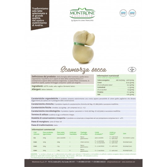 Scamorza Secca 500g Montronella Caseificio Montrone Scamorza Secca 500g Montronella Caseificio Montrone