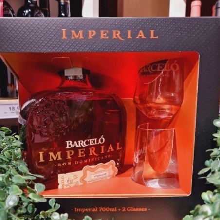 Ron Barceló Imperial da 70cl con due bicchieri