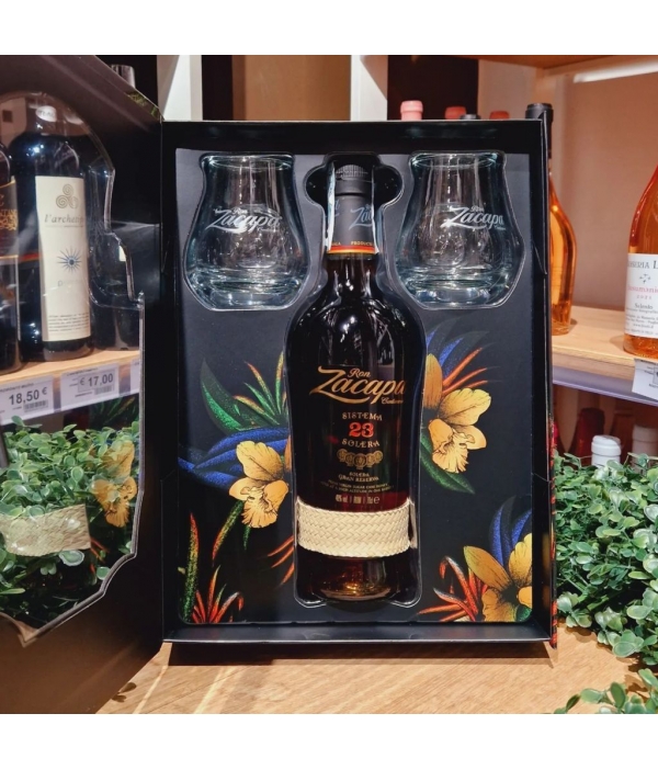 Zacapa Centenario 23 Rum Solera 70cl con due bicchieri -  www. - Gusti di Puglia - Prodotti Tipici Pugliesi