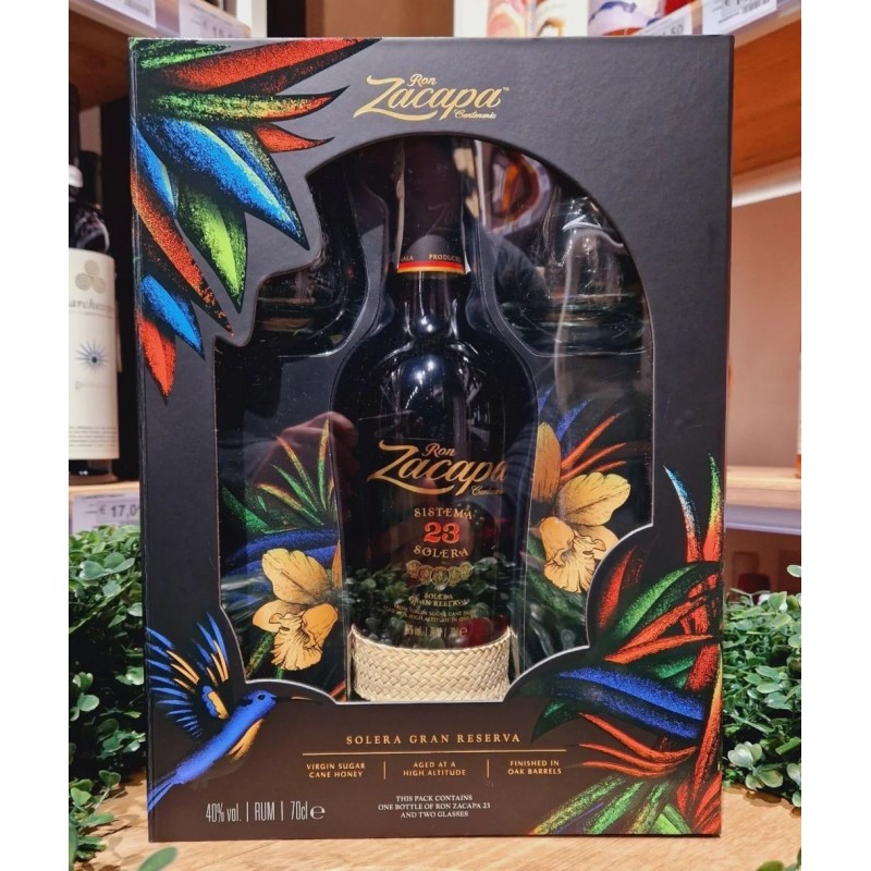 Zacapa Centenario 23 Rum Solera  70cl  con due bicchieri