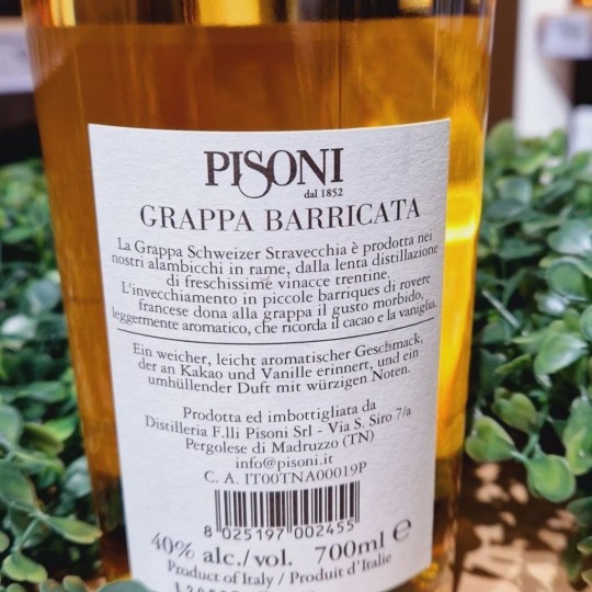 Grappa Schweizer Barricata Pisoni 70cl