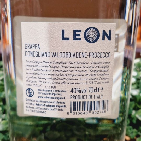 Castagner Leon Grappa Bianca Prosecco Conegliano Valdobbiadene 70 cl