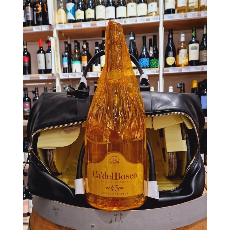 a' Del Bosco Cuvée Prestige Franciacorta DOCG  Jeroboam Pelle Con Borsa Da Viaggio In Pelle