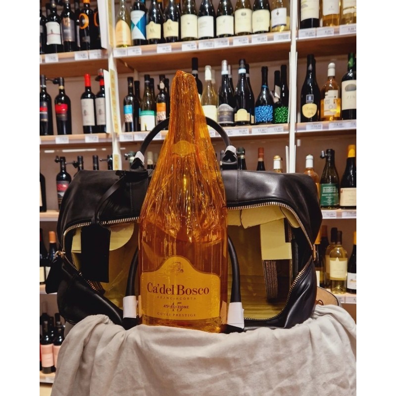 a' Del Bosco Cuvée Prestige Franciacorta DOCG  Jeroboam Pelle Con Borsa Da Viaggio In Pelle