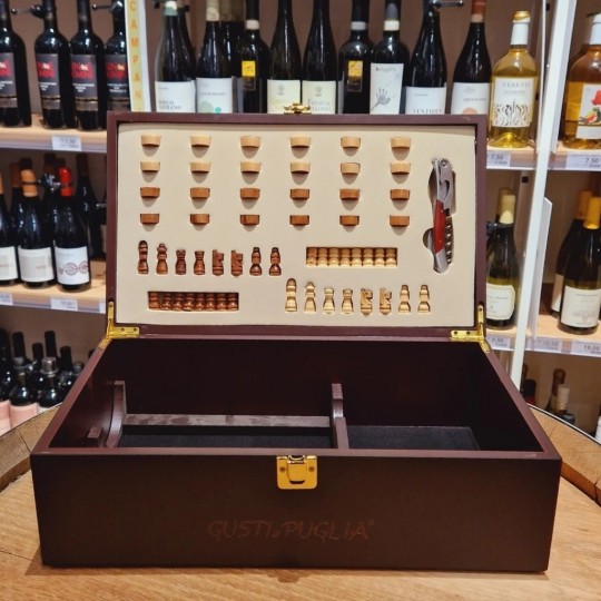 Cassetta Brown con Scacchiera Marchiata Gusti di Puglia 75cl