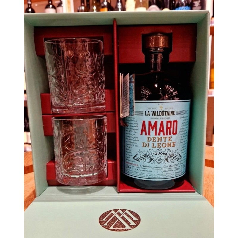 La Valtodaine Amaro La Valdôtaine Dente di Leone 70cl + 2 Bicchieri