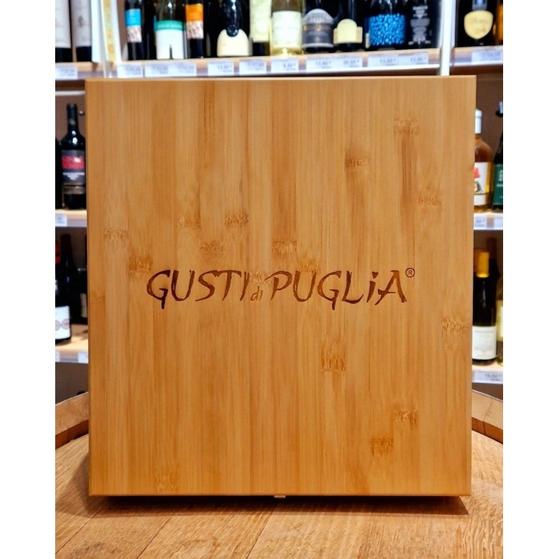 Cassetta Bamboo Gusti di Puglia con 2 Calici