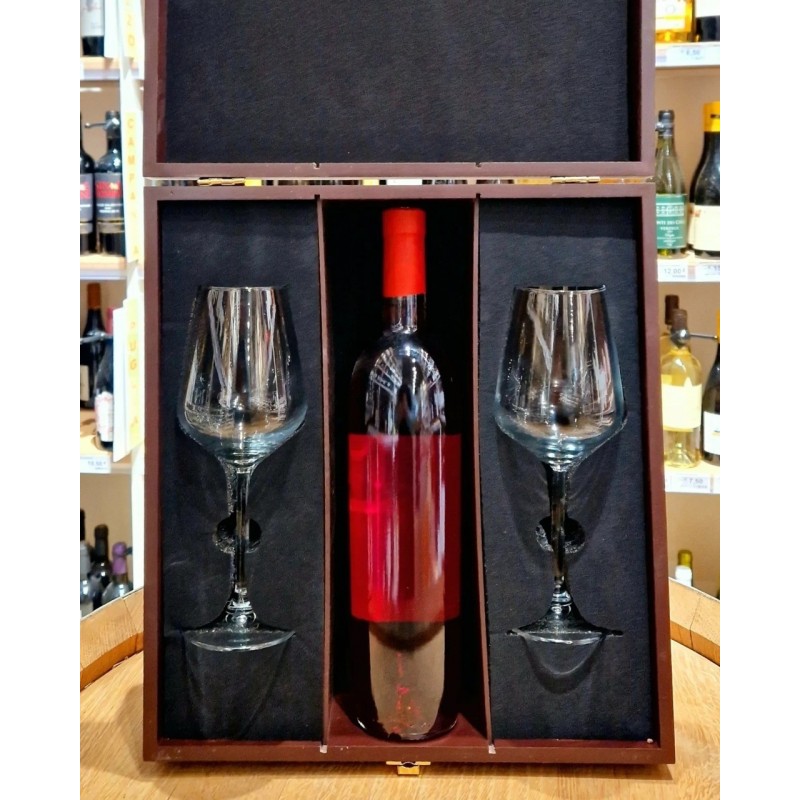 Cassette in Legno  Cassetta Bamboo Brown Con Due Calici