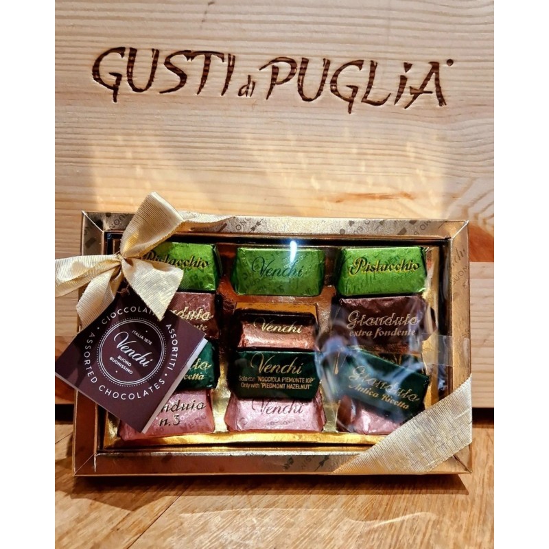 Venchi Confezione Regalo Oro Con Cioccolatini Gianduiotti 110g