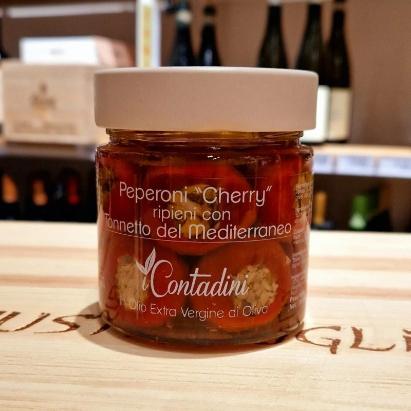 Peperoni Cherry ripieni al tonnetto 230 gr I Contadini